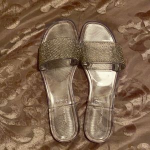 Clear rhinestone slippers